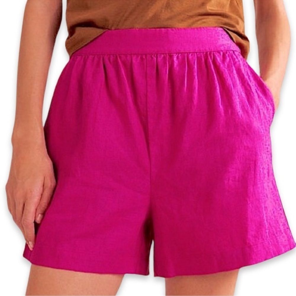 Boden Hot Pink Linen Pull-On Shorts Barbie Cottagecore